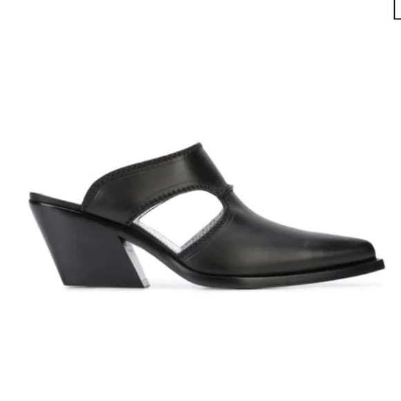 GIVENCHY Cutout Cowboy Western cowgirl Pointed toe Mules Black 7 leather bootie